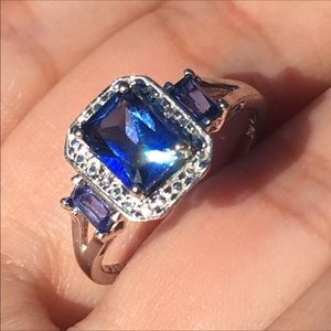 COPY - COPY - 10k Solid White Gold Blue Sapphire Ring